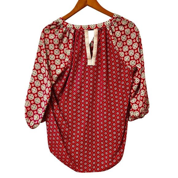 Crown & Ivy Women's Tunic Geometric Print 3/4 Sleeve V-Neck Blouse Size Large - Picture 2 of 11